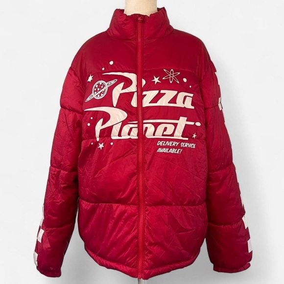 Disney Pizza Planet unisex red puffer jacket size medium - Picture 1 of 5